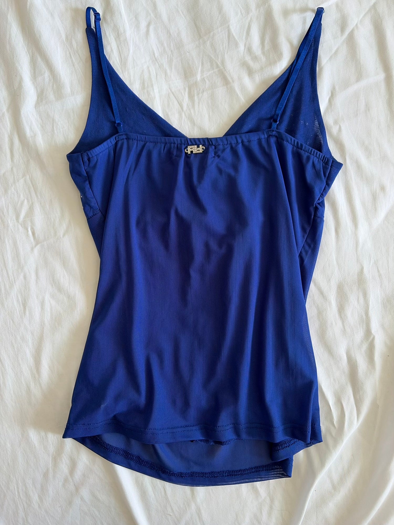 Vintage Y2K Italian Cobalt Blue Mesh Cami with Sparkly Bust