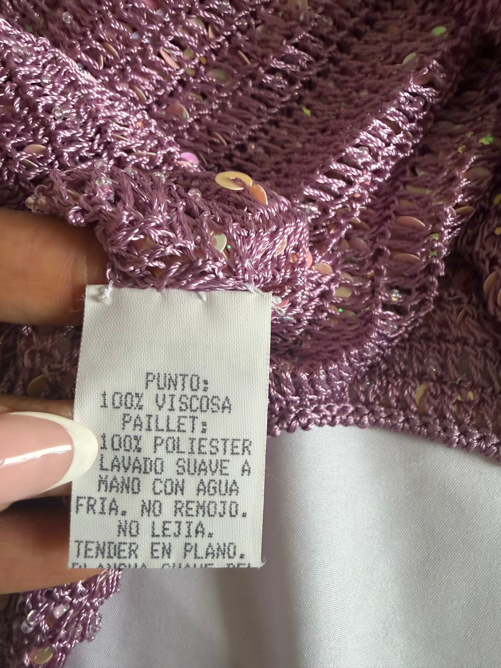 Vintage Y2K lilac and pink sequin crochet cami