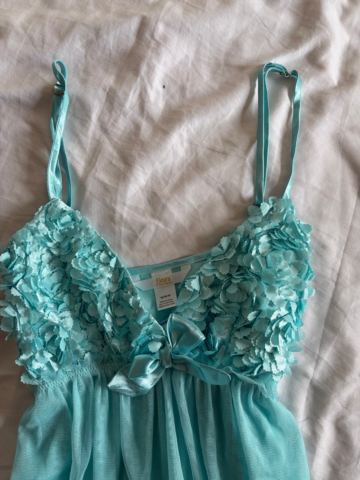 Vintage 2000s Aqua Blue Babydoll with Textured Cups