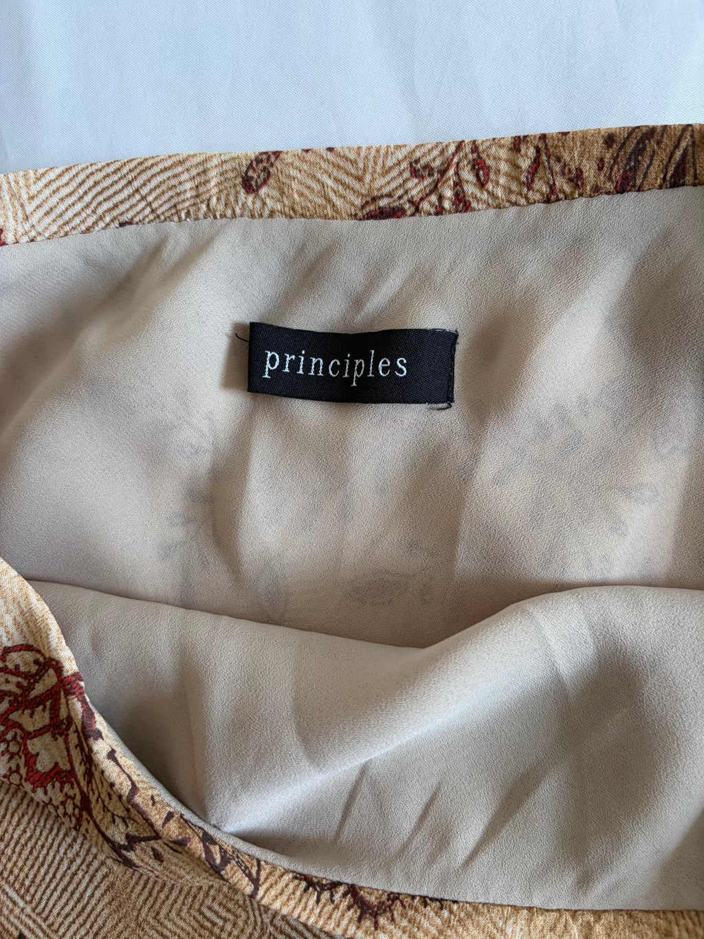 Vintage 1990s Champagne and Brown Autumnal Asymmetrical Hem Skirt