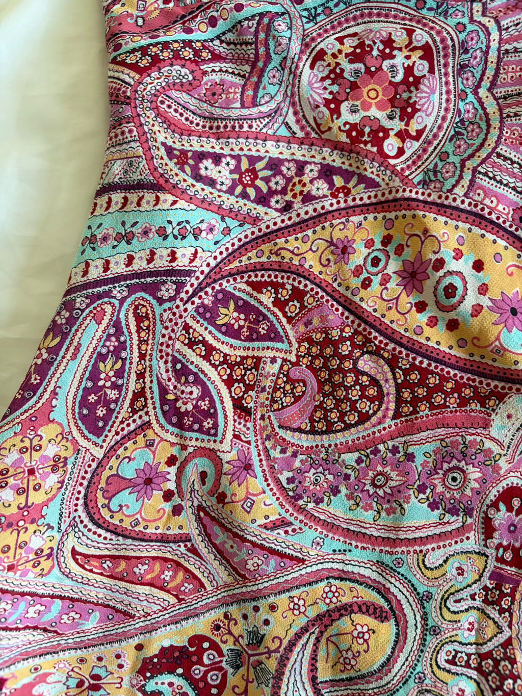 Vintage Y2K pink paisley halterneck cami with floaty fairy hem