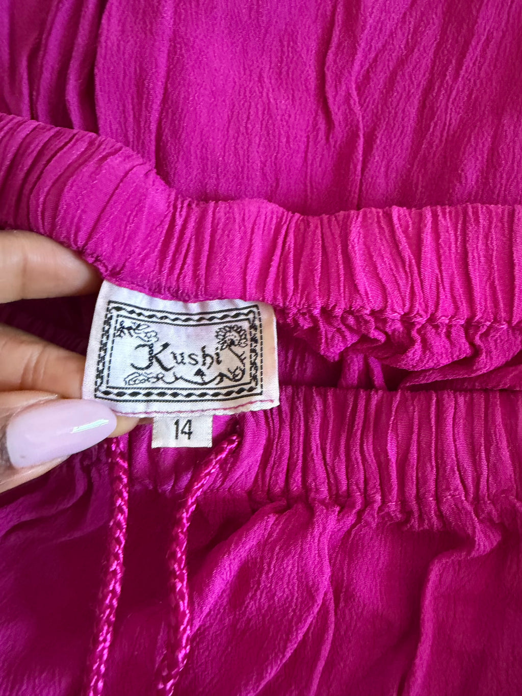Vintage Y2K cerise maxi skirt with embroidered mermaid hem with beads
