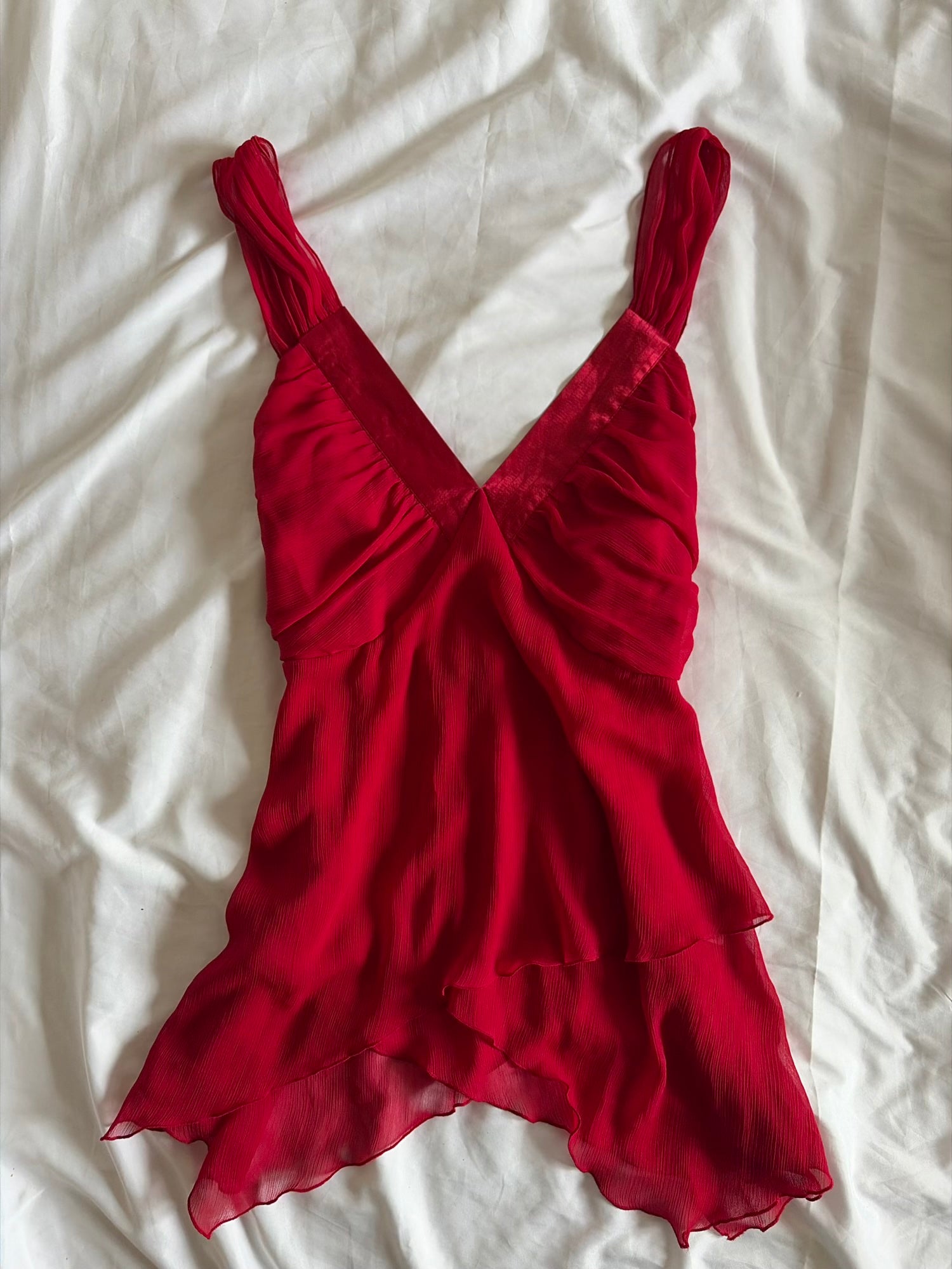 Vintage Y2K Red Handkerchief Hem Fairy Cami