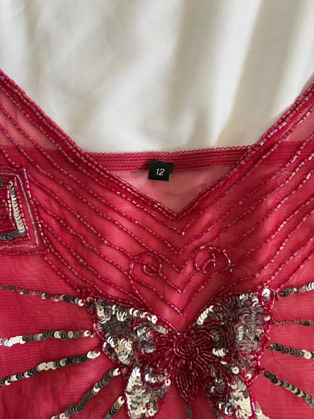 Vintage Y2K Raspberry Pink Mesh Butterfly Sequin Cami