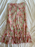 Vintage Y2K pastel floral maxi skirt with floaty hem