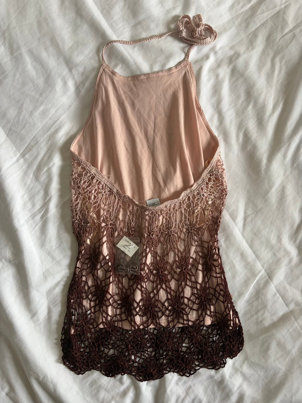 Vintage 2000s Ombré Crochet Halterneck with Beads