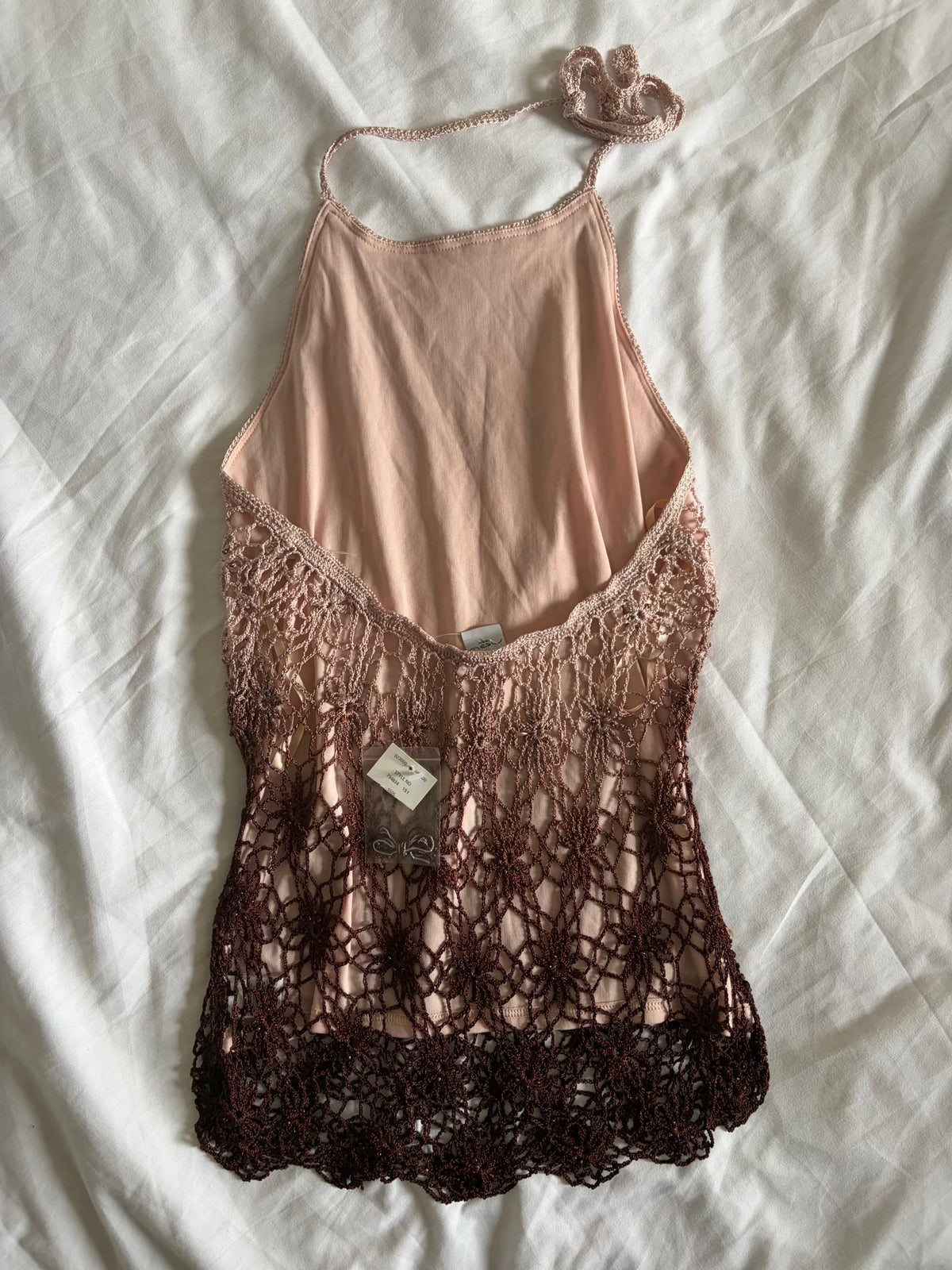 Vintage 2000s Ombré Crochet Halterneck with Beads