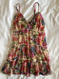 Vintage Y2K Floral Coquette Long Ruffle Cami with Lace