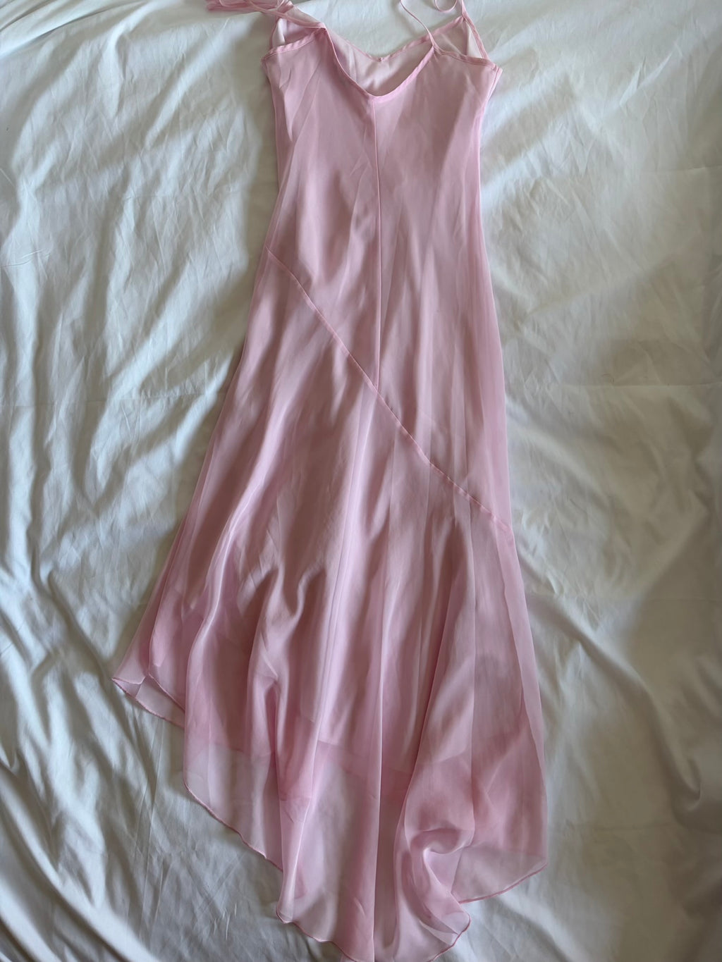 Vintage Y2K baby pink asymmetrical hem fairy dress with ruffle detail