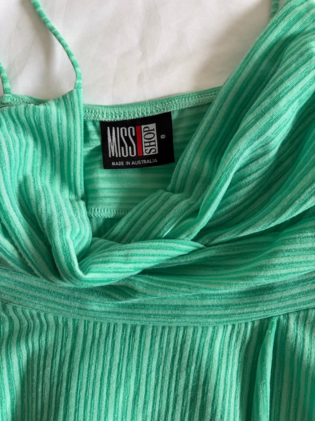 Vintage Y2K Turquoise Pinstripe Handkerchief Hem Cami
