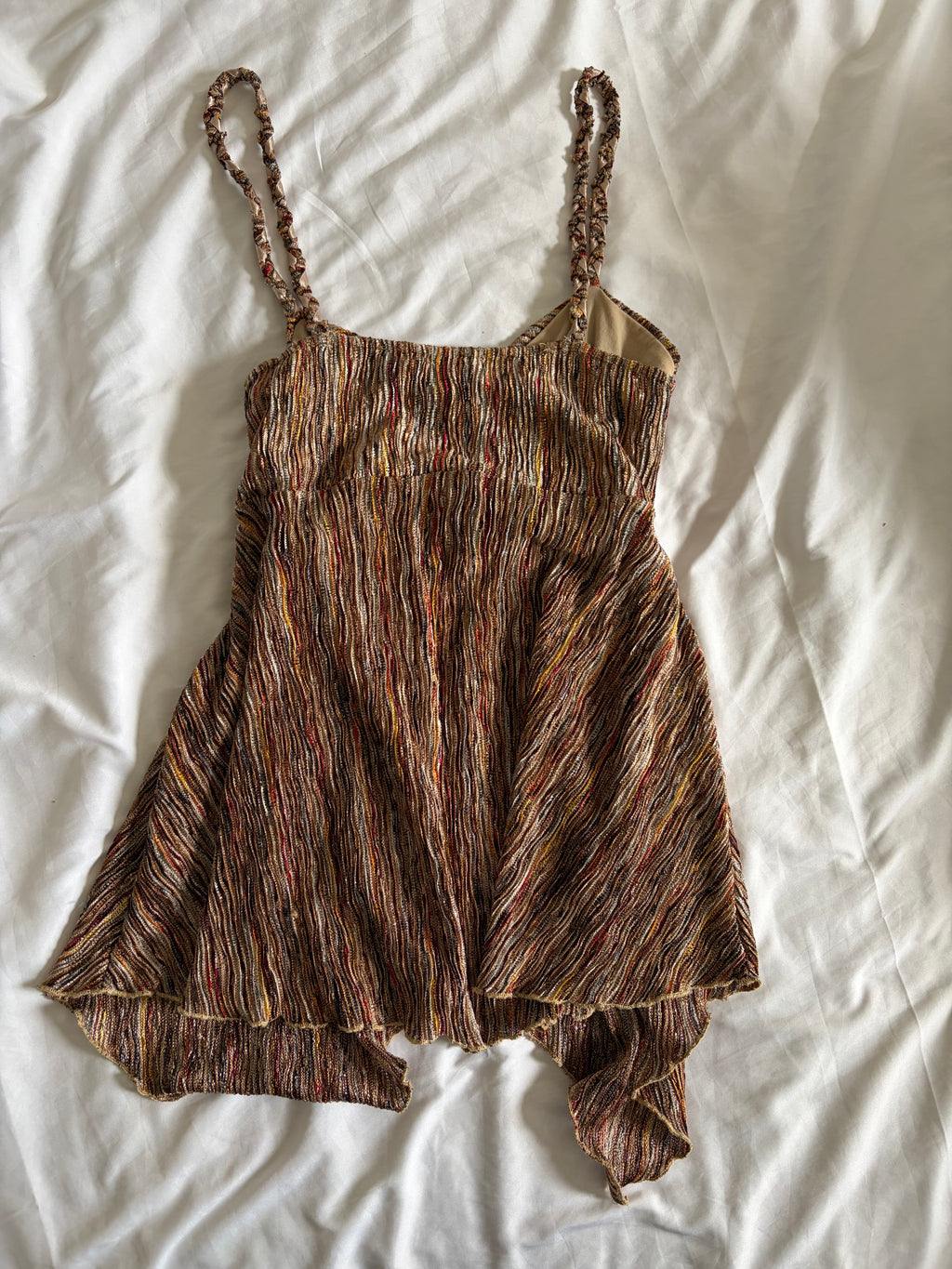 Vintage 2000s Handkerchief Hem Autumnal Cami with Braided Straps