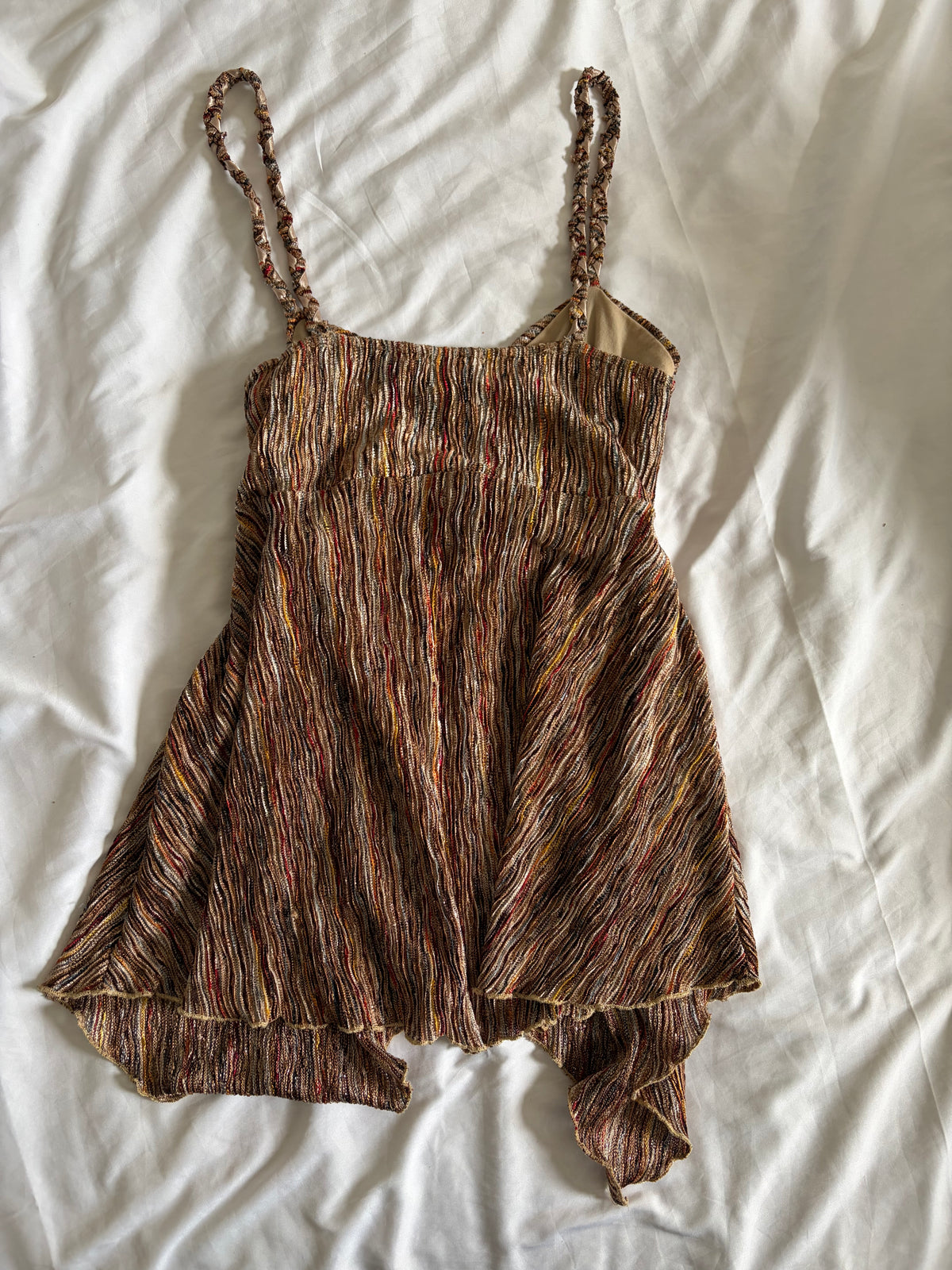 Vintage 2000s Handkerchief Hem Autumnal Cami with Braided Straps