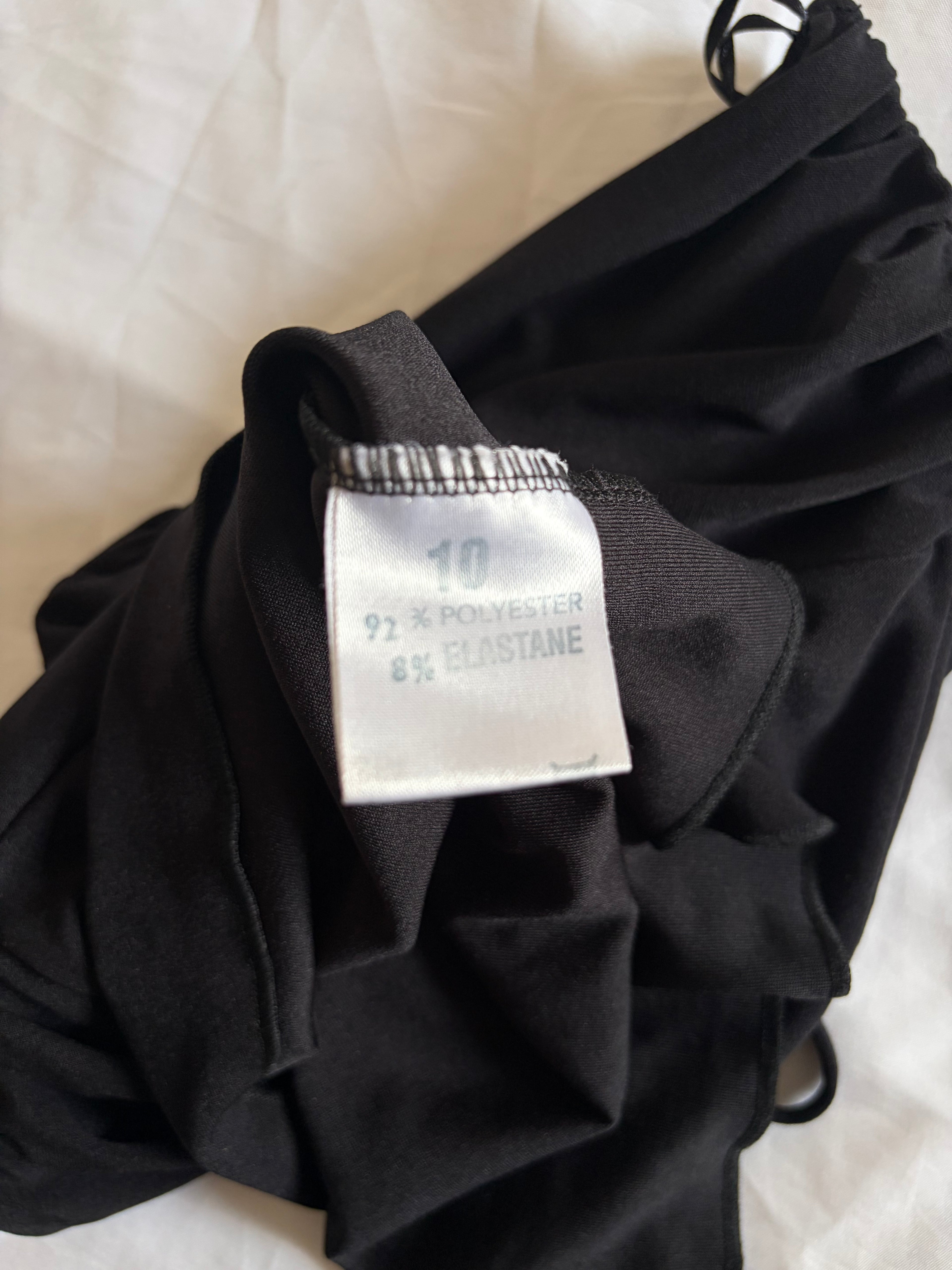 Vintage 1990s Black Ruched Bust Bandeau Halterneck Cami