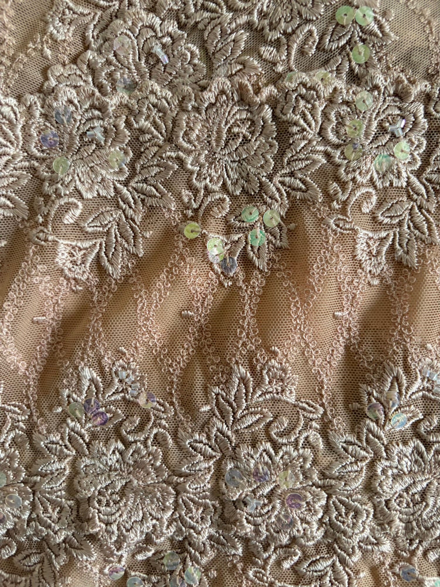 Vintage Y2K Dusty Rose Lace Cami with Iridescent Sequins
