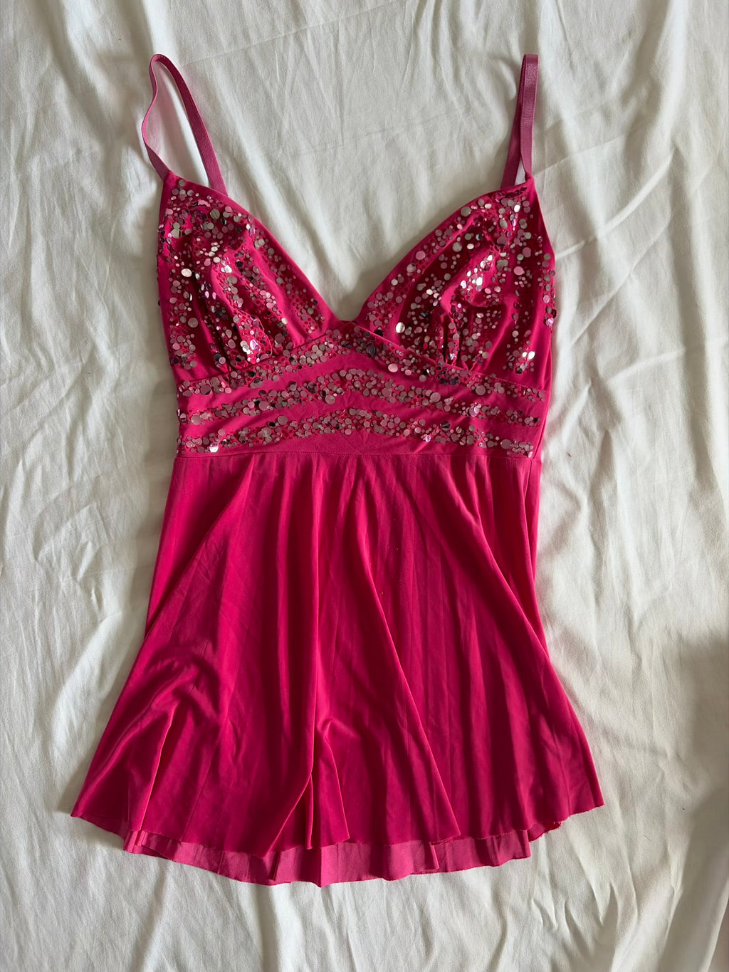 Vintage Y2K Hot Pink Cami with Sparkly Upper Detailing