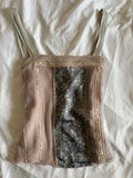 Vintage Y2K Silk Slate Grey and Dusty Pink Cami with Embroidery and Sequins