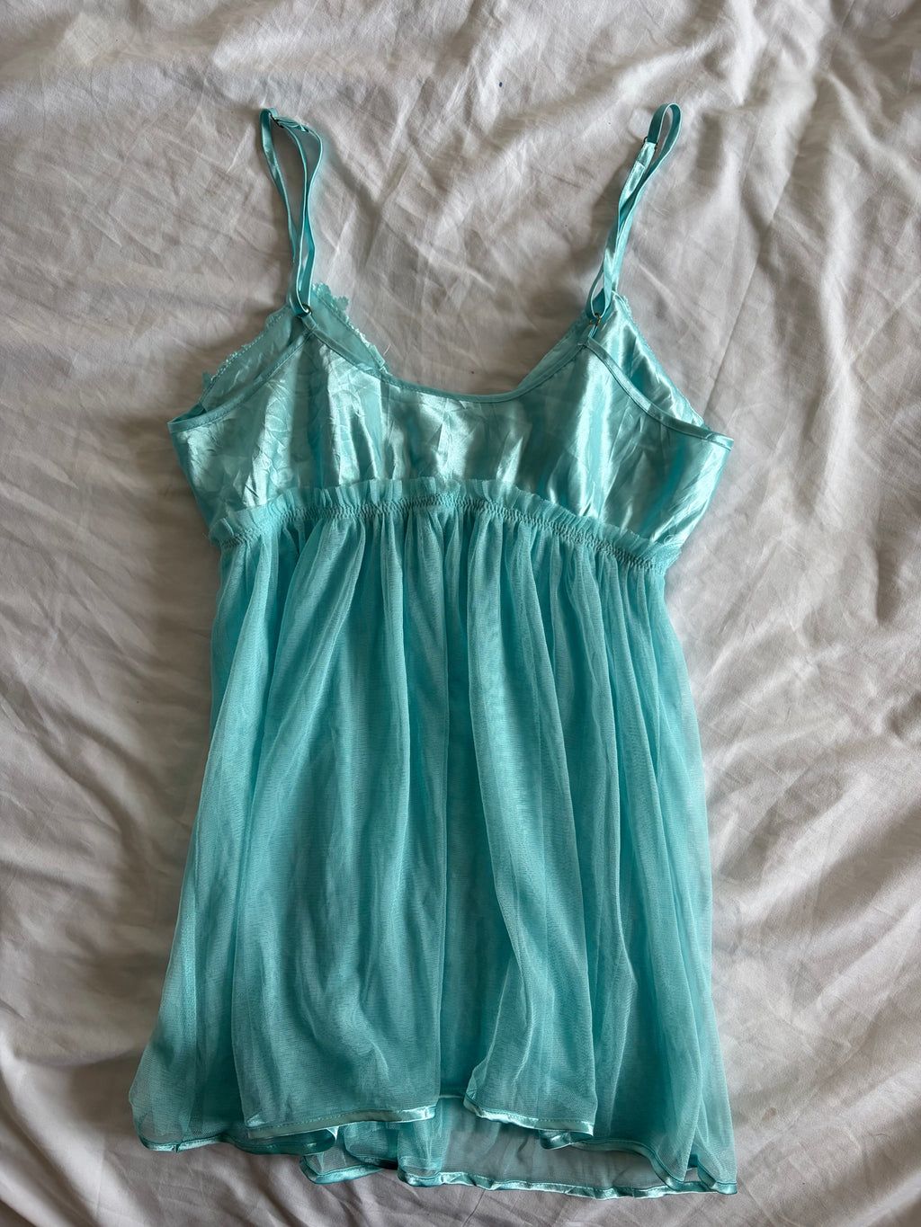 Vintage 2000s Aqua Blue Babydoll with Textured Cups