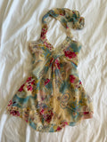 Vintage Y2K Japanese floral floaty fairy halterneck cami with beaded detailing
