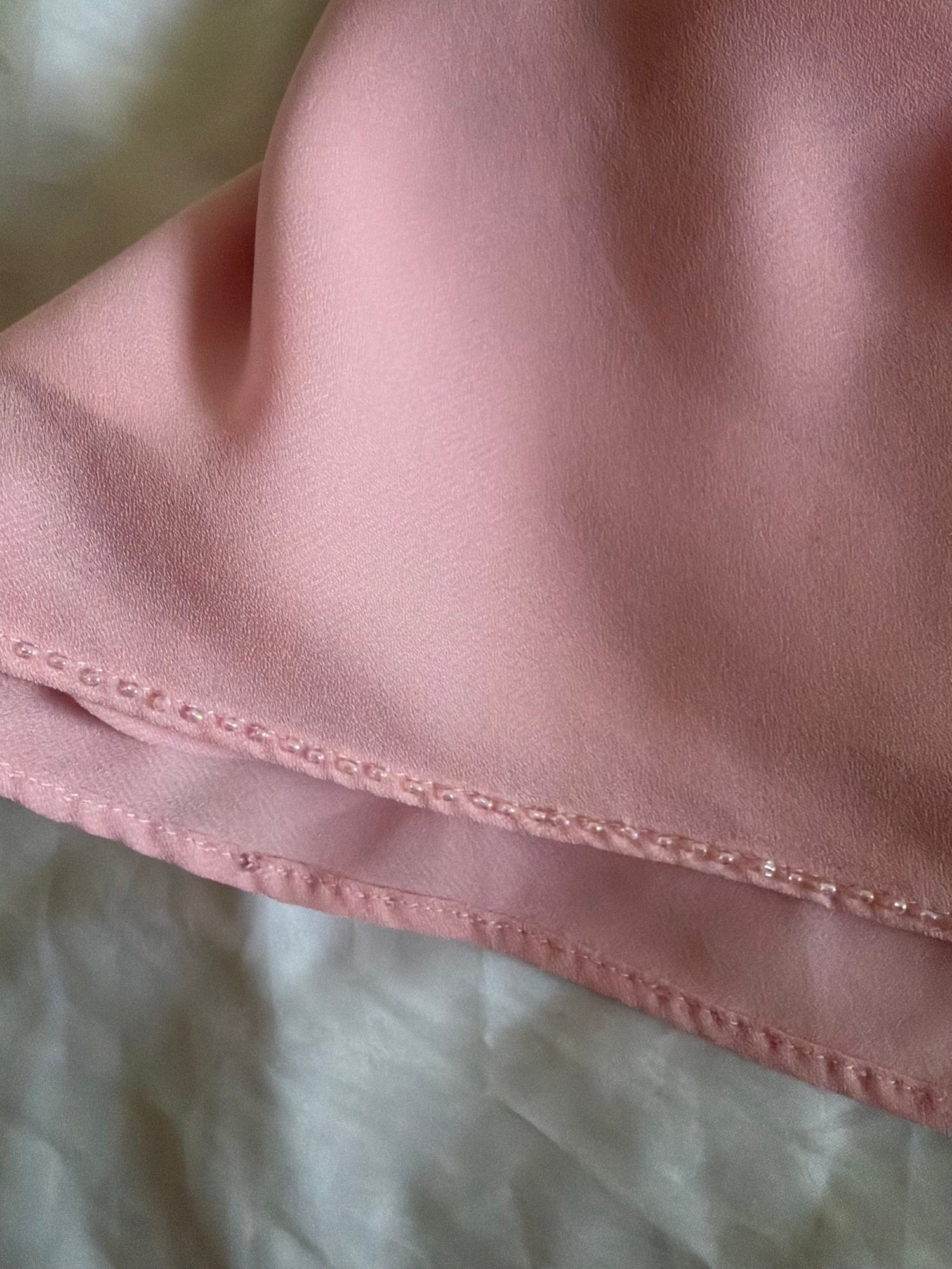 Vintage 1990s Baby Pink Beaded Floaty Sleeve Top with Embellishment and Sequins