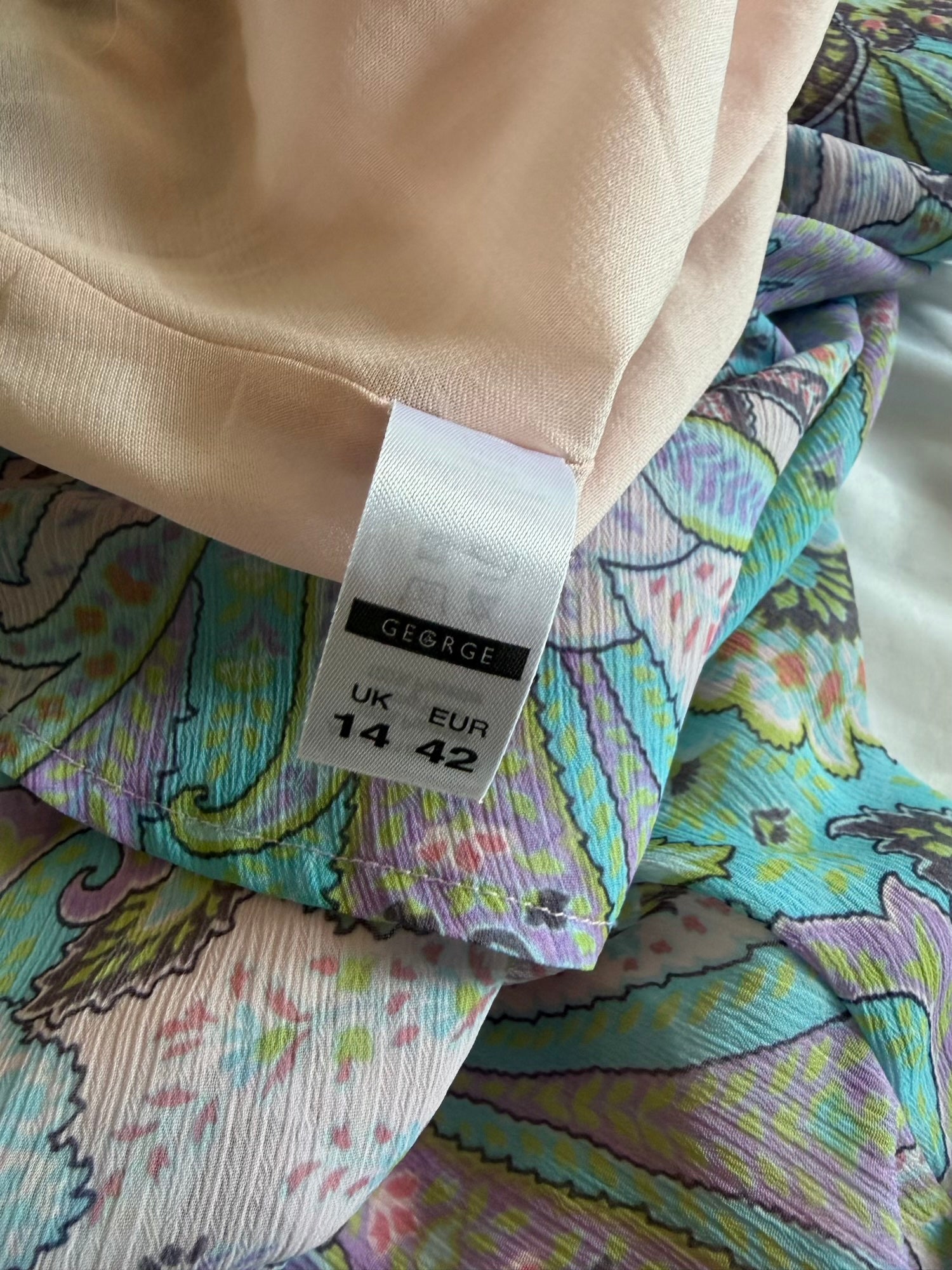 Vintage Y2K Pastel Lilac Paisley Midi Skirt with Ruffle Hem