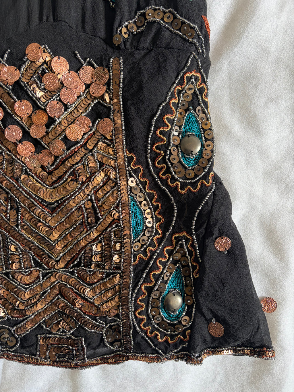Vintage Aftershock Silk Black Embellished Sequin and Beaded Cami