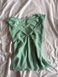 Vintage Y2K Turquoise Knot Bust Lettuce Hem Top