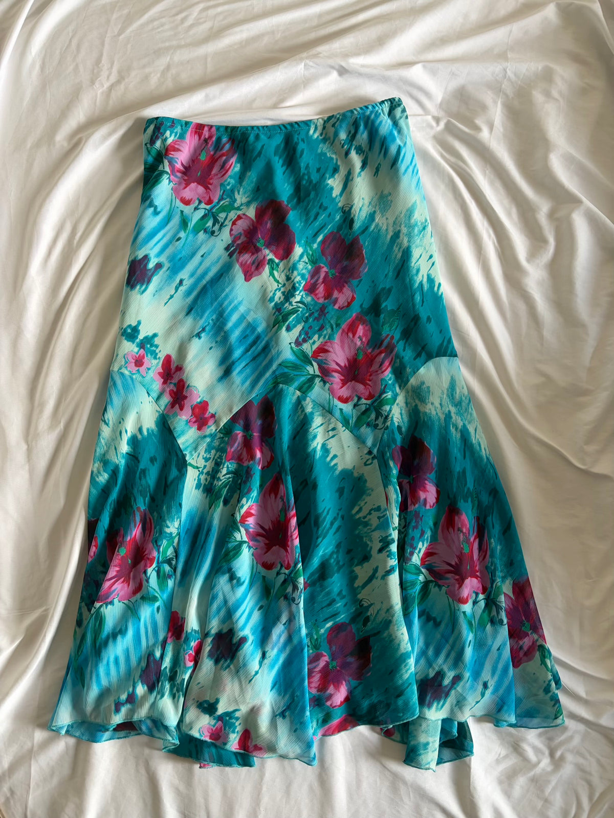 Vintage Y2K Blue Floral Mermaid Skirt