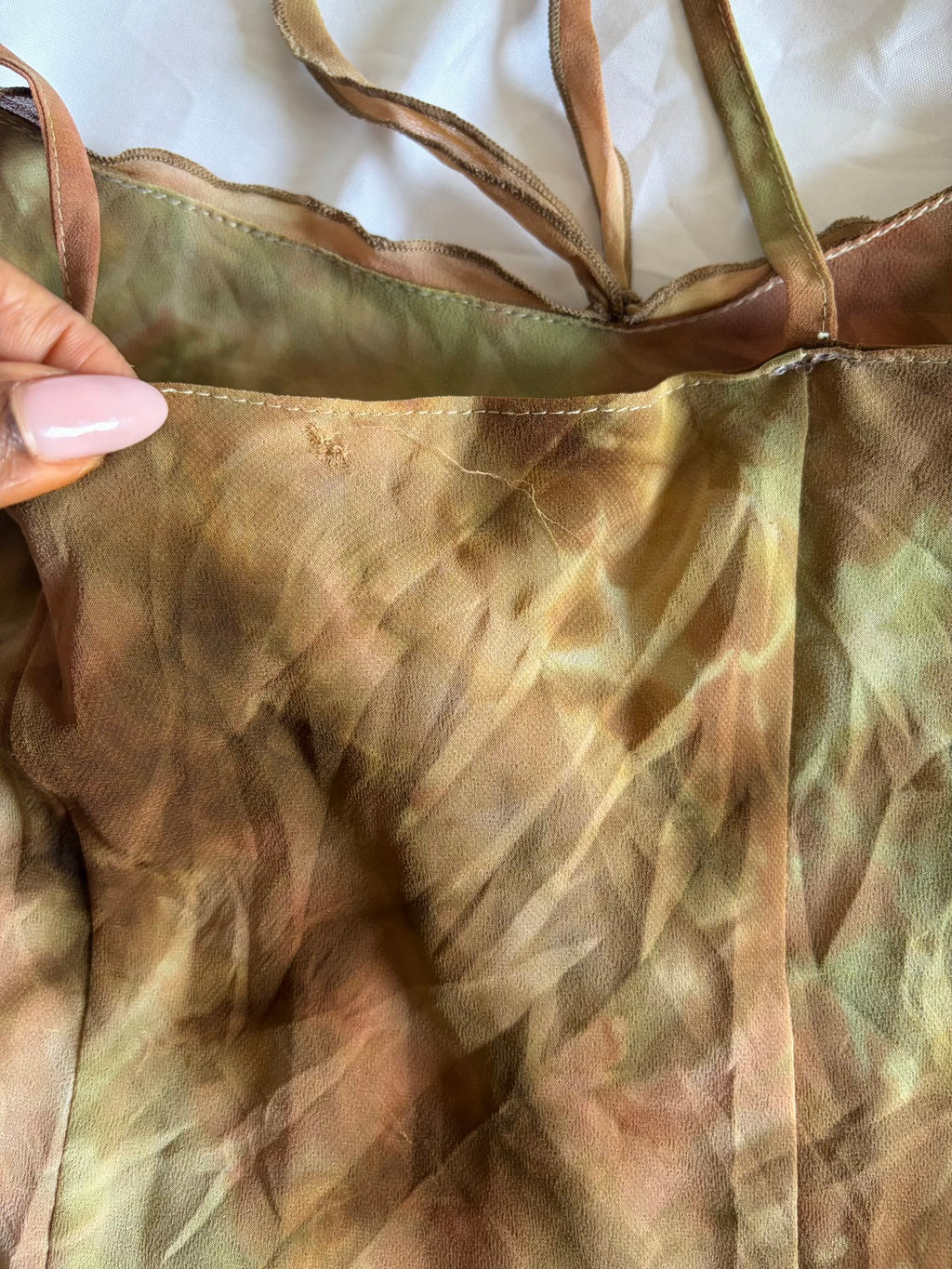 Vintage 1990s Tie Dye Asymmetrical Ruffle Hem Forest Fairy Maxi Dress