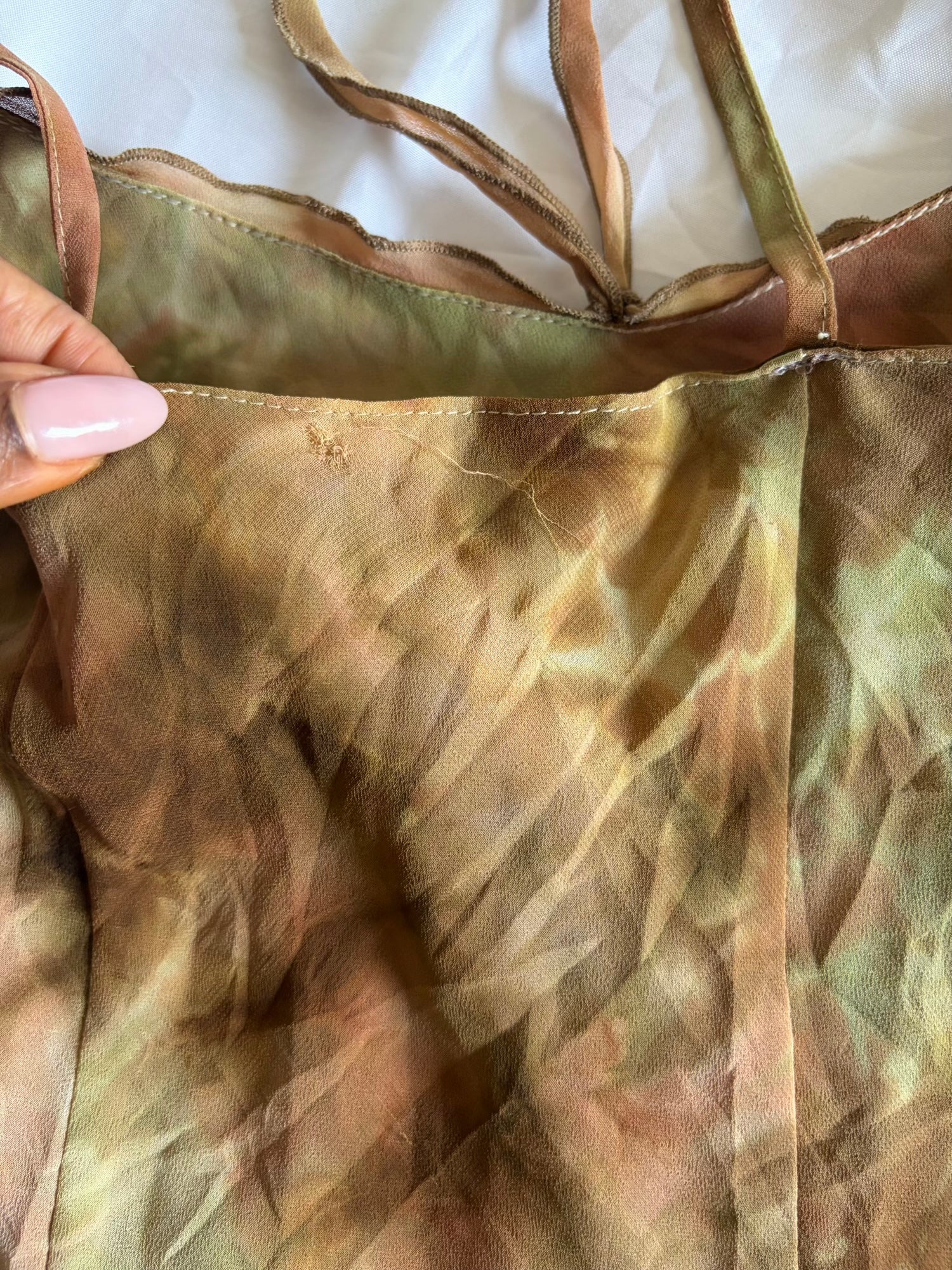 Vintage 1990s Tie Dye Asymmetrical Ruffle Hem Forest Fairy Maxi Dress