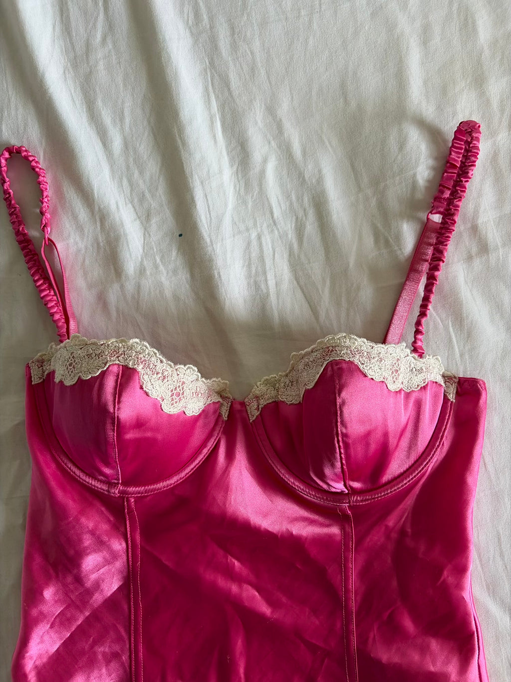 Vintage 1990s Italian Bubble Gum Pink Satin Cami