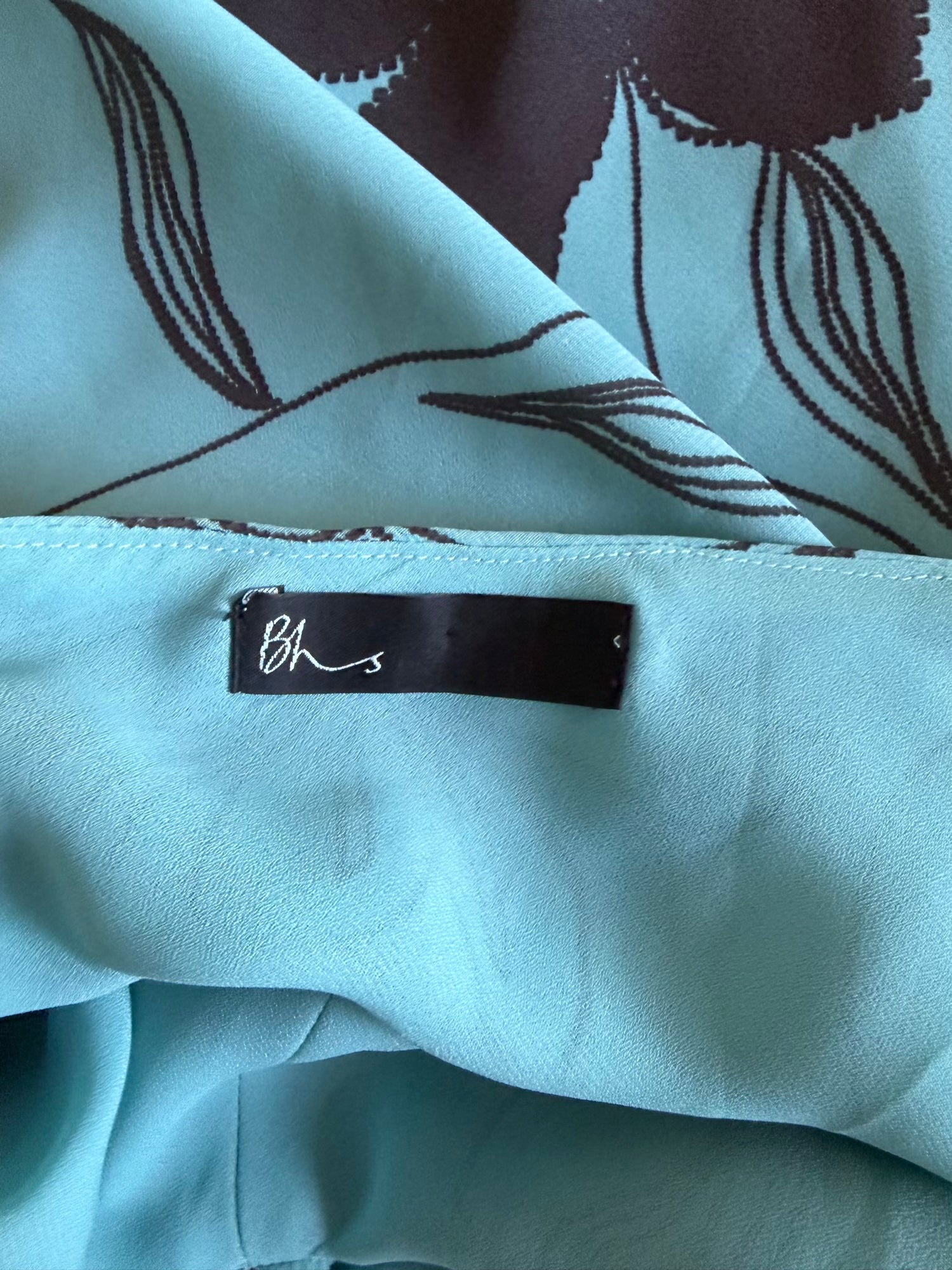 Vintage Y2K turquoise and brown floral romantic floaty midi dress