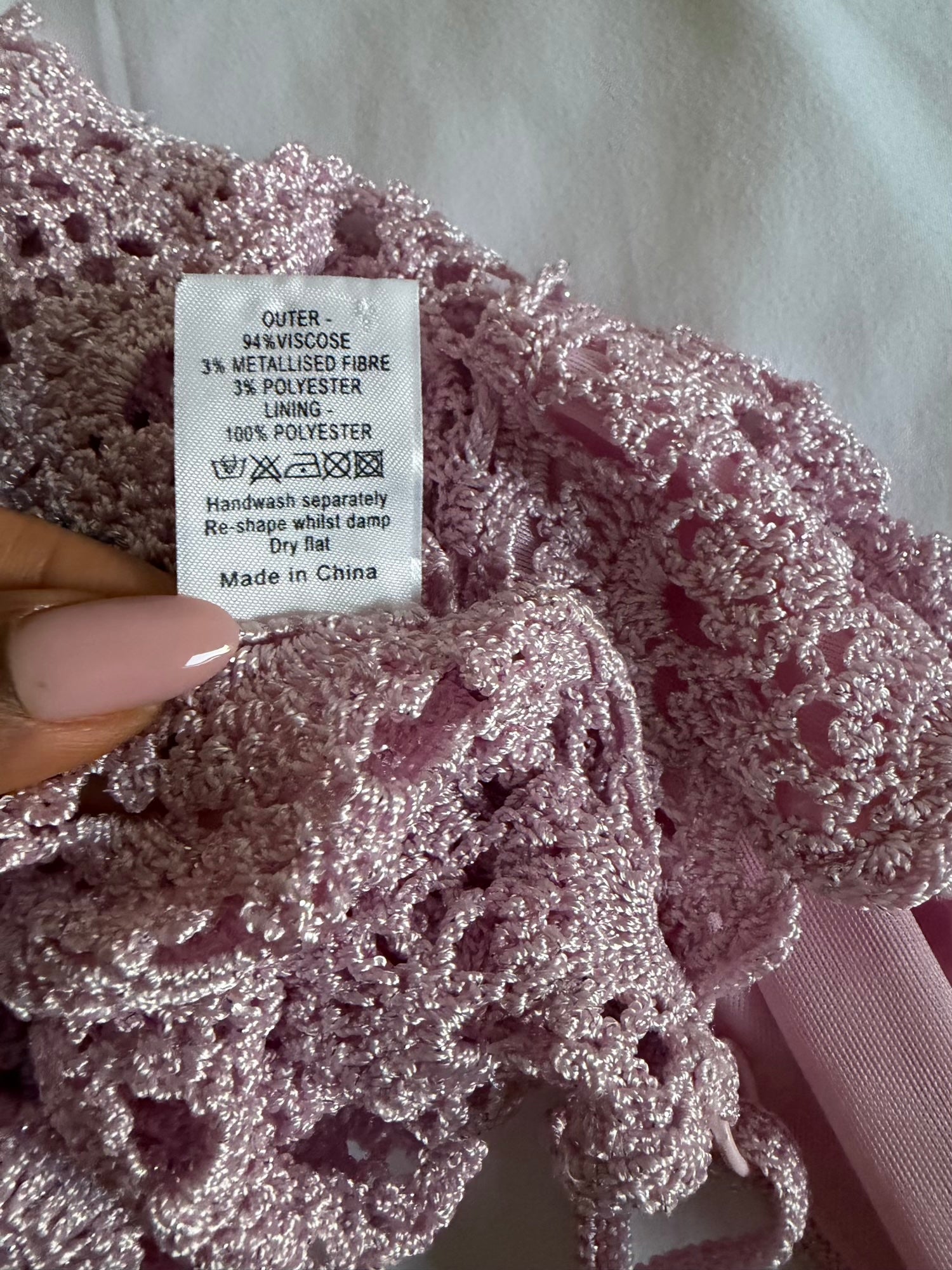 Vintage Y2K baby pink crochet silver sparkly cami