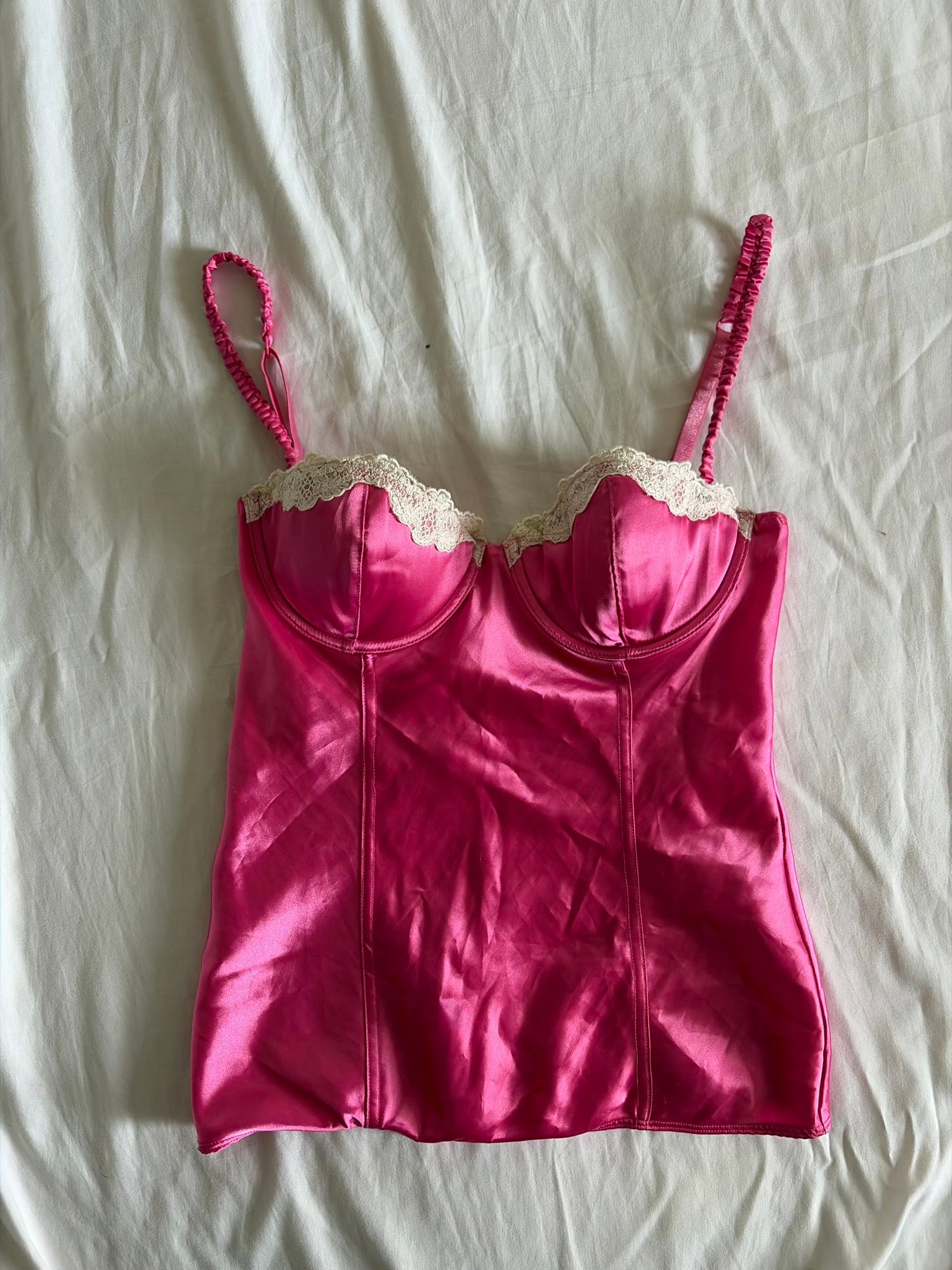 Vintage 1990s Italian Bubble Gum Pink Satin Cami