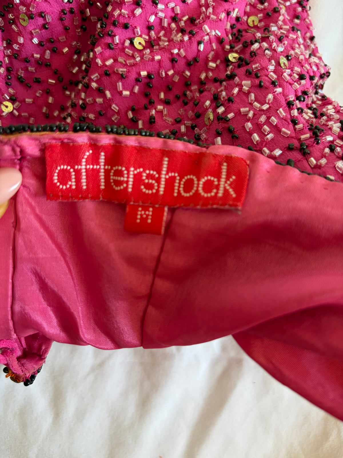 Vintage Y2K Aftershock pink and orange ombre sunset silk halterneck corset style cami