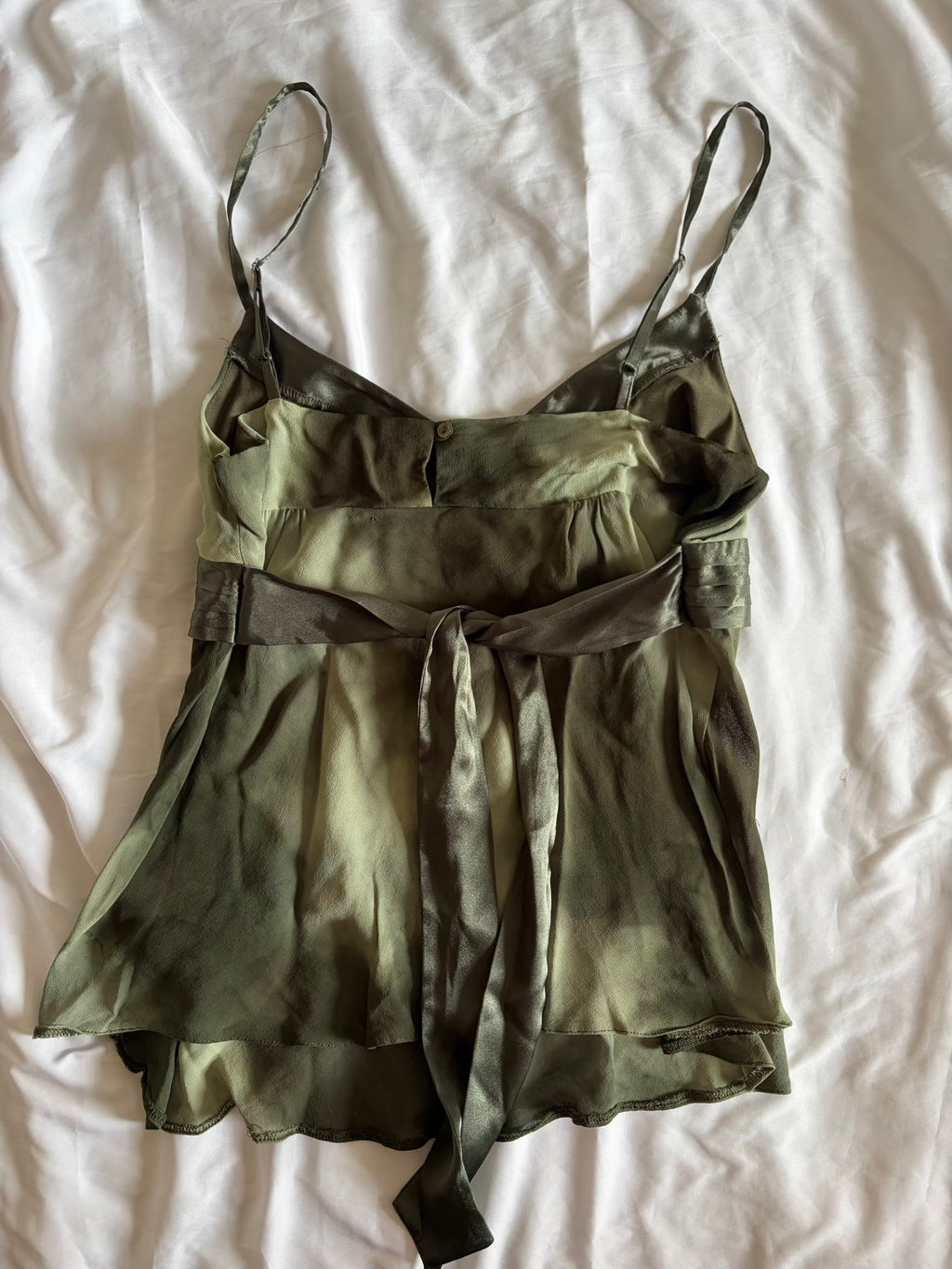 Vintage Y2K green forest fairy grungy tie back cami