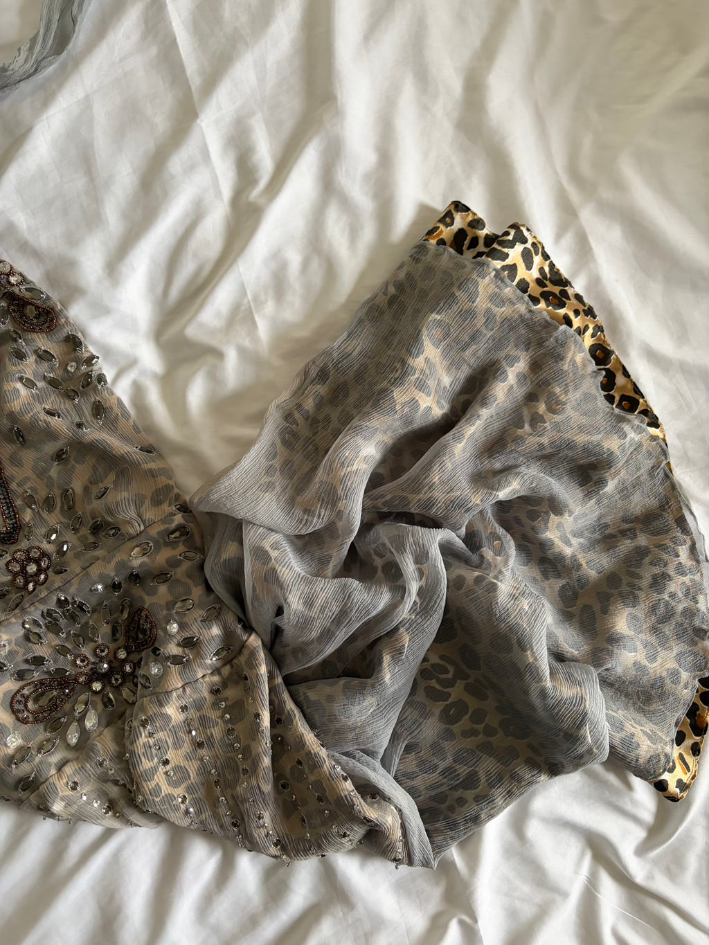 Vintage Aftershock Silk Leopard Bejewelled Halterneck Dress