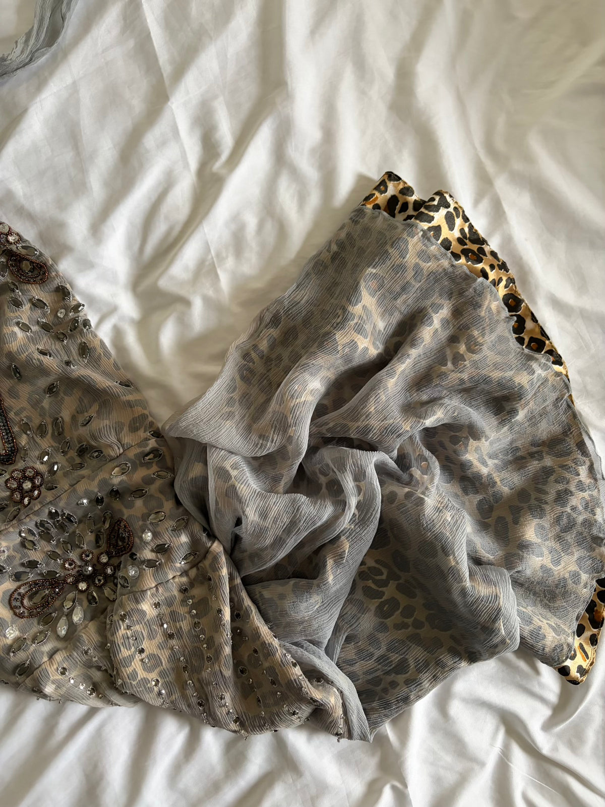 Vintage Aftershock Silk Leopard Bejewelled Halterneck Dress