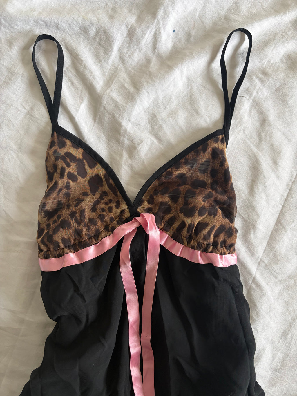 Vintage 1990s Black Babydoll with Leopard Cups