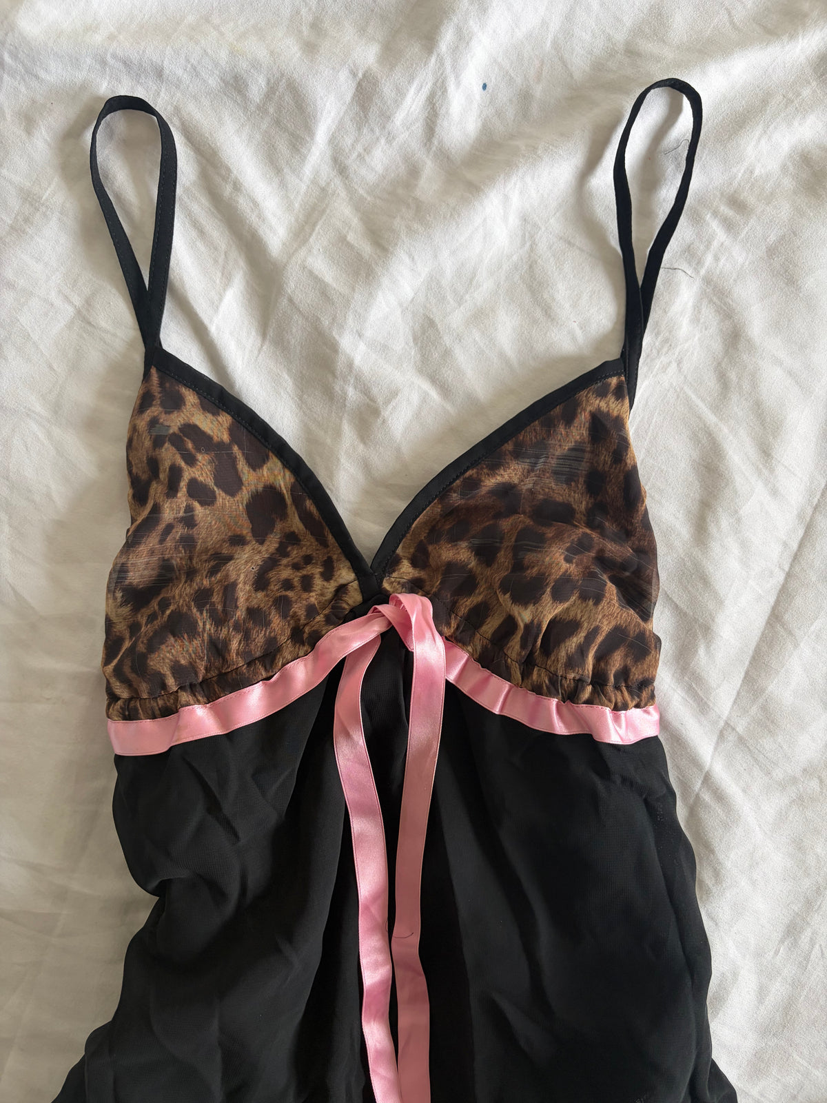 Vintage 1990s Black Babydoll with Leopard Cups