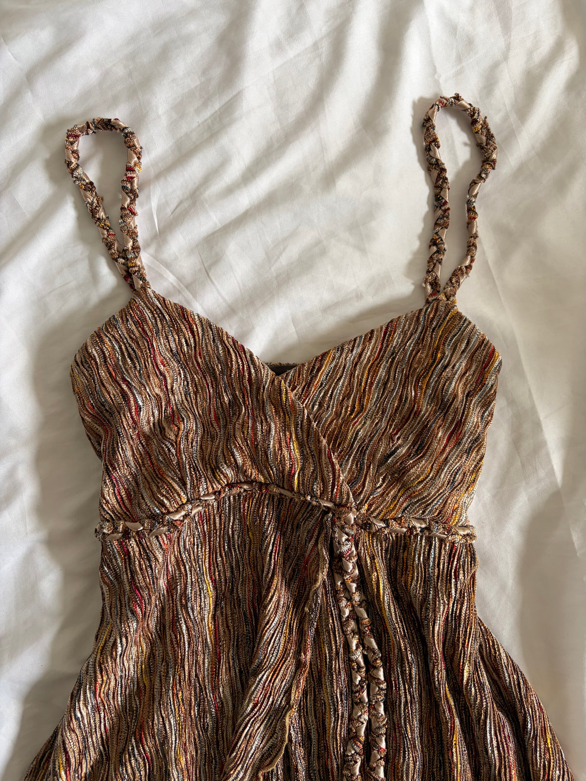 Vintage 2000s Handkerchief Hem Autumnal Cami with Braided Straps