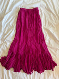 Vintage Y2K cerise maxi skirt with embroidered mermaid hem with beads