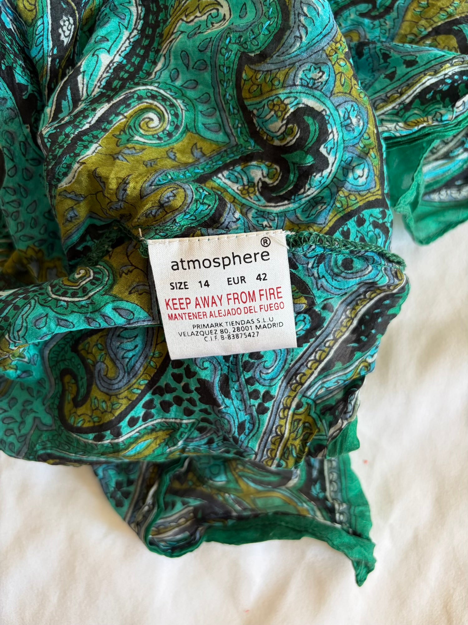 Vintage Y2K green silk paisley handkerchief hem bandeau forest fairy cami with iridescent sequins