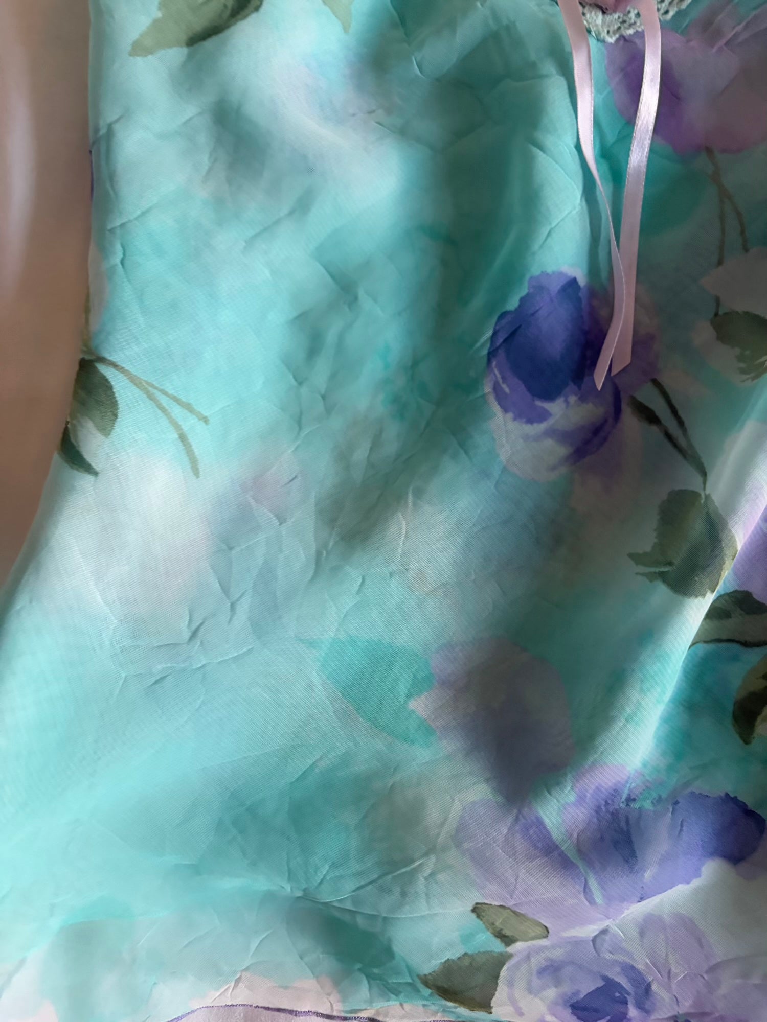 Vintage Y2K blue and lilac semi sheer floral cami