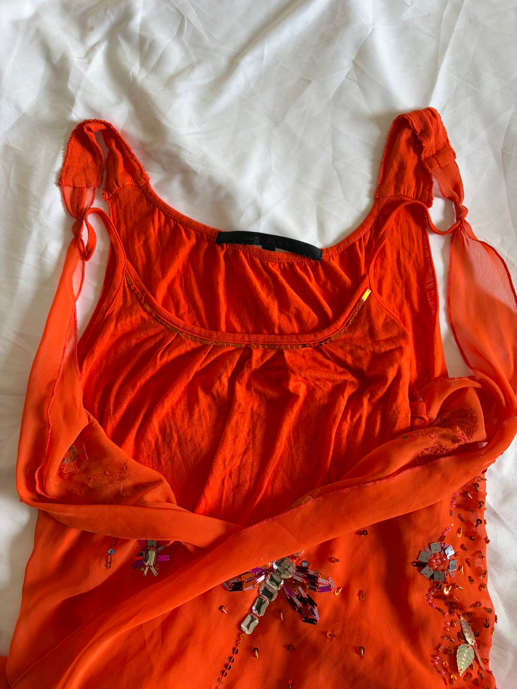Vintage Y2K Orange Dragonfly Embellished Cami