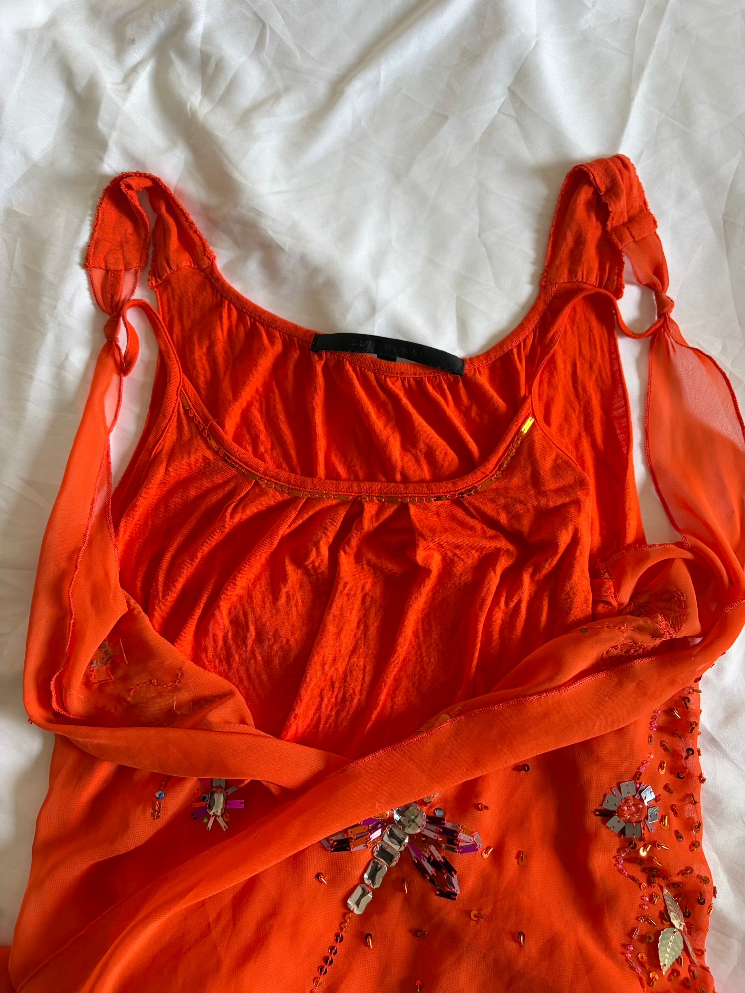 Vintage Y2K Orange Dragonfly Embellished Cami