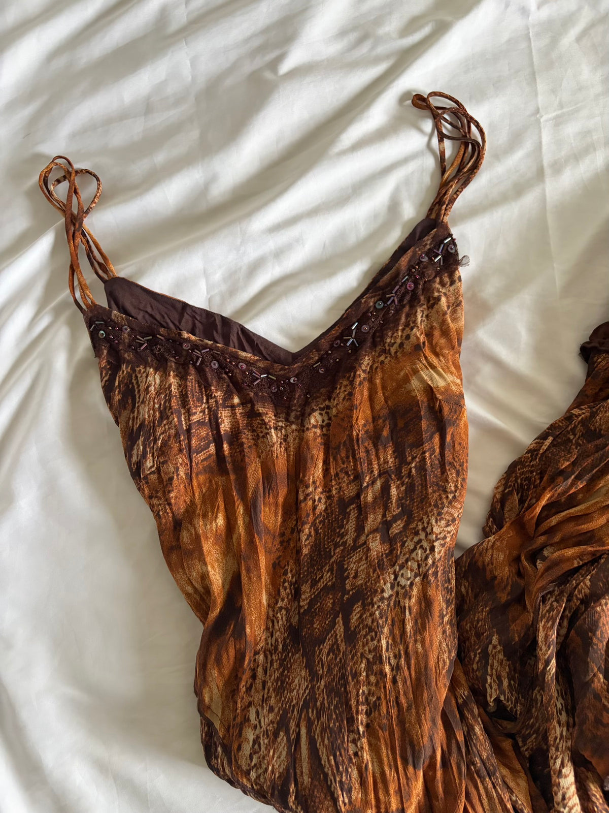 Vintage 2000s Animal Print Dress with Contrast Ruffle Hem