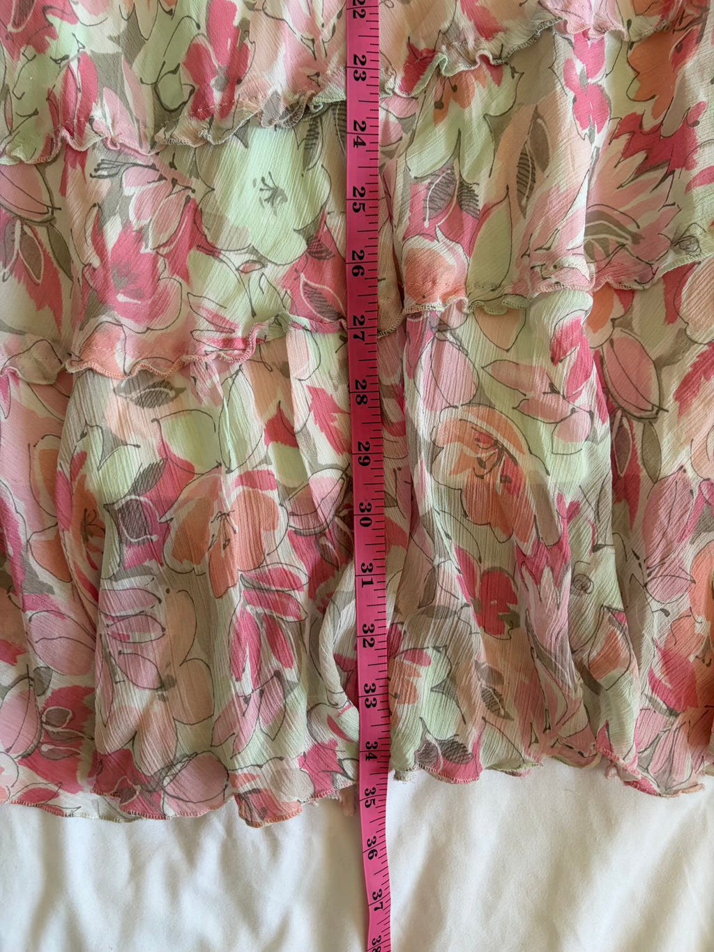 Vintage Y2K pastel floral maxi skirt with floaty hem