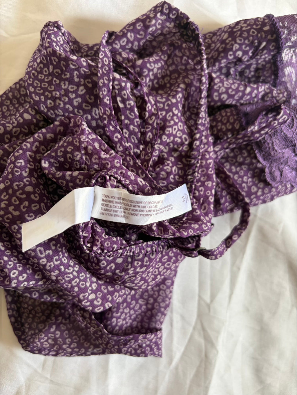 Vintage 1990s Purple Leopard Print Cami with Lace Detail on the Cups