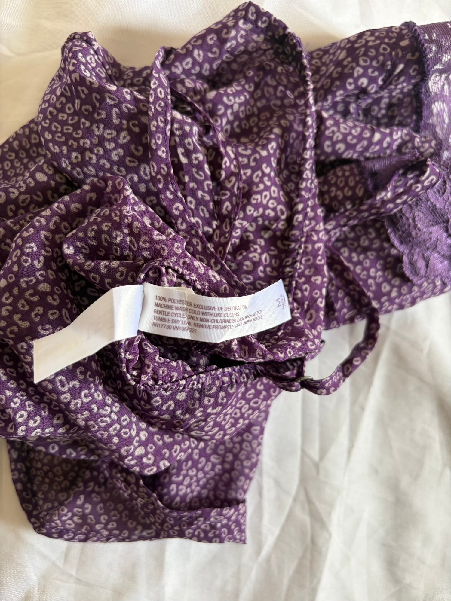 Vintage 1990s Purple Leopard Print Cami with Lace Detail on the Cups