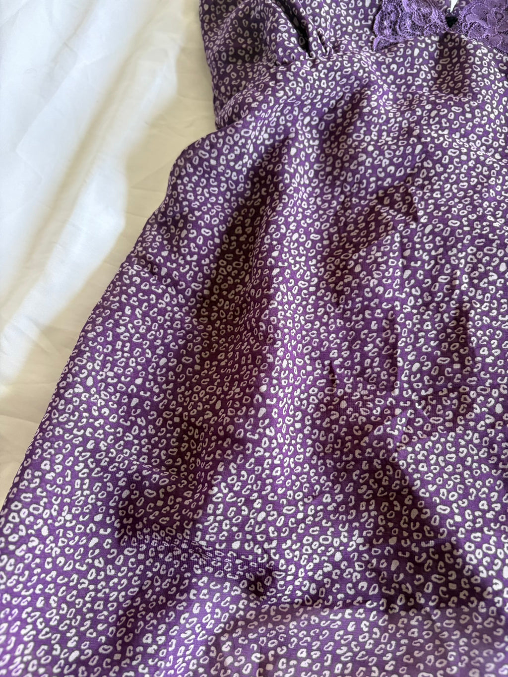 Vintage 1990s Purple Leopard Print Cami with Lace Detail on the Cups